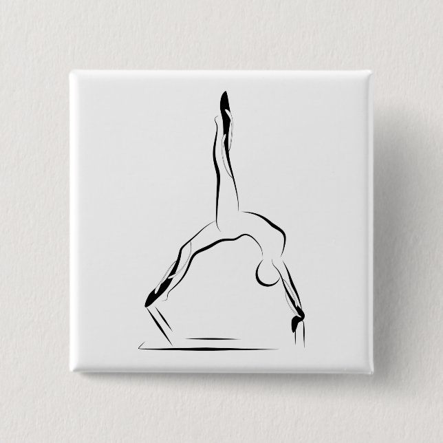 Pilates pose 15 cm square badge (Front)