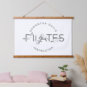 Pilates Poses in Pilates Word Hanging Tapestry