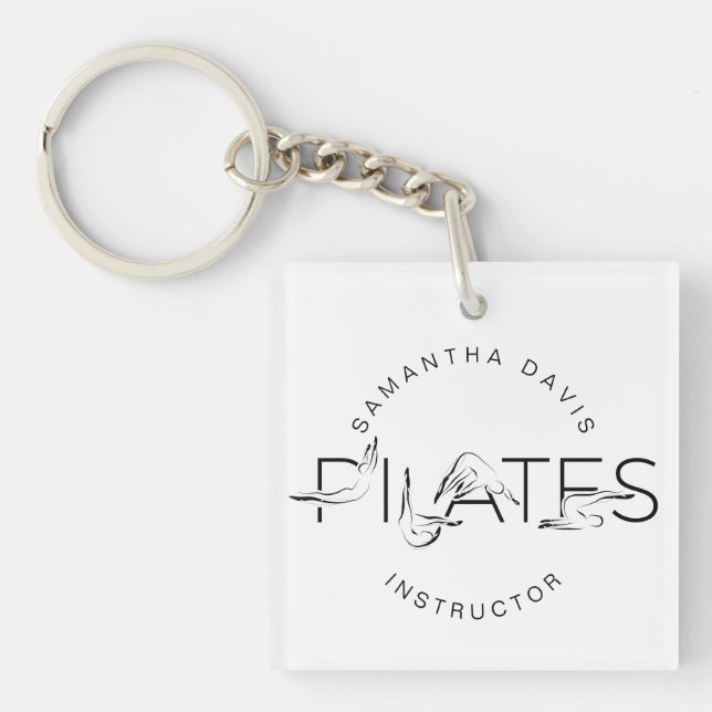 Pilates Poses in Pilates Word Key Ring (Front)