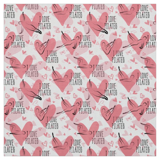 Pilates Poses Seamless Pattern in light red colour Fabric (Swatch)