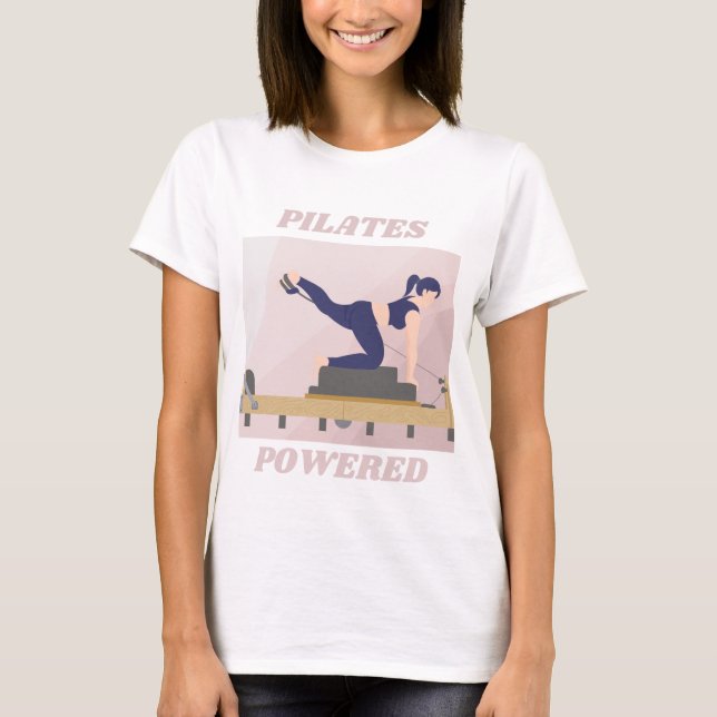Pilates Powered Fitness Lover Gift T-Shirt (Front)