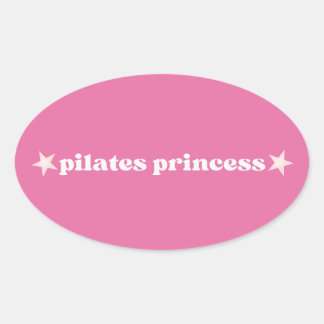 Pilates Princess Pink Heart Design Oval Sticker