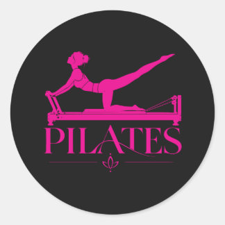 Pilates Reformer-Hot Pink Graphic Classic Round Sticker