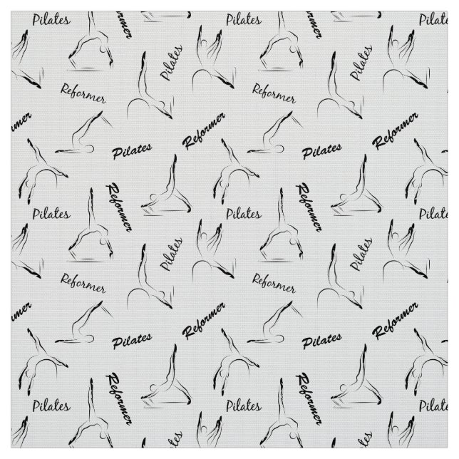 Pilates,  Reformer lettering and pilates poses Fabric (Swatch)