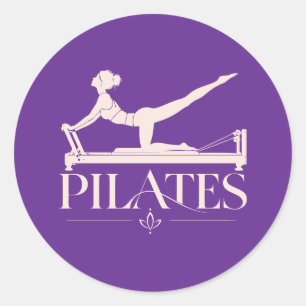 Pilates Reformer-Purple and Pale Pink Classic Round Sticker