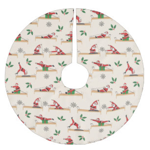 Pilates Reformer Santa Seamless Christmas Patterns Brushed Polyester Tree Skirt