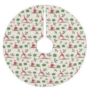 Pilates Reformer Santa Seamless Christmas Patterns Brushed Polyester Tree Skirt