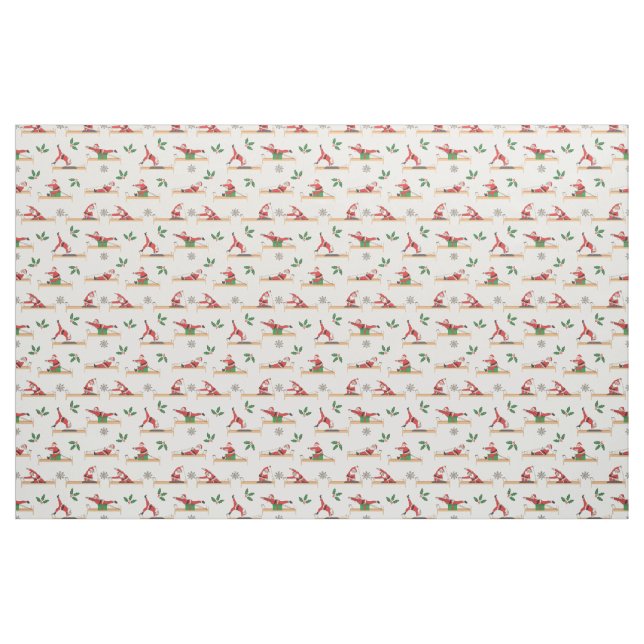 Pilates Reformer Santa Seamless Christmas Patterns Fabric (Fat Quarter)