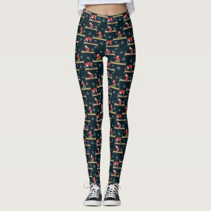 Pilates Reformer Santa Seamless Christmas Patterns Leggings