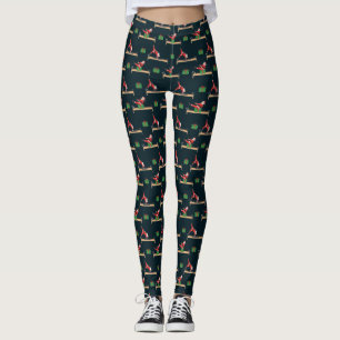 Pilates Reformer Santa Seamless Christmas Patterns Leggings