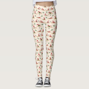 Pilates Reformer Santa Seamless Christmas Patterns Leggings