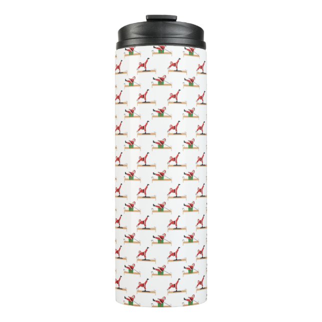 Pilates Reformer Santa Seamless Christmas Patterns Thermal Tumbler (Front)