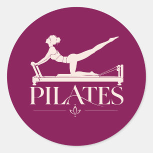Pilates Reformer-Wine and Pale Pink Classic Round Sticker