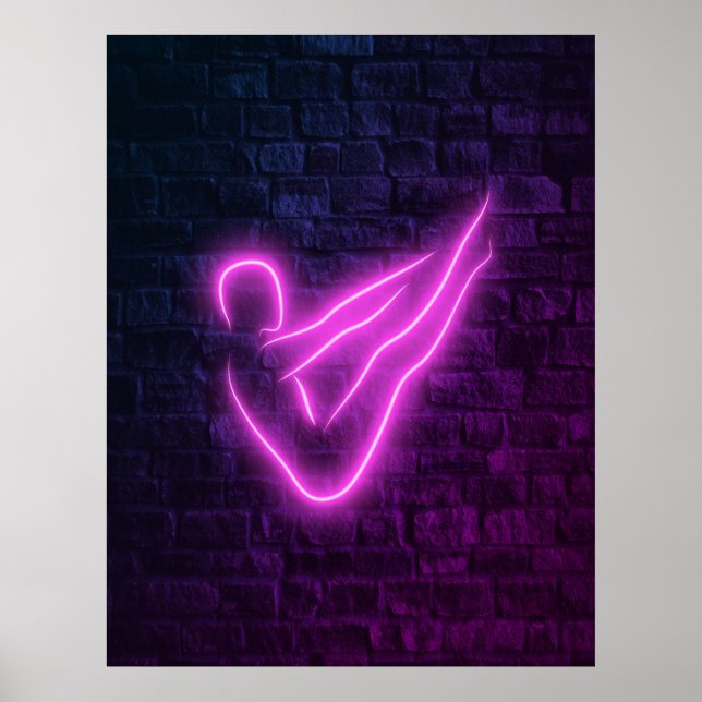 Pilates - rocker neon pose poster (Front)