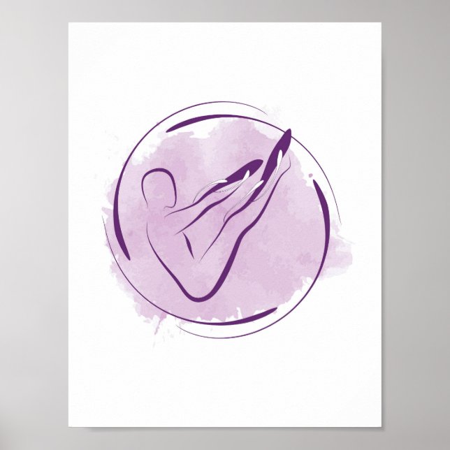 Pilates Rocker Pose Watercolor Pilates Pose Poster (Front)