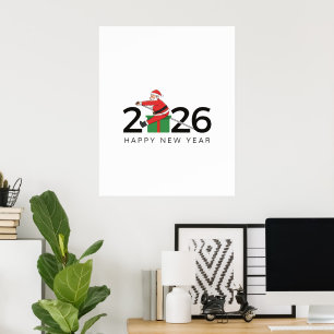 Pilates Santa Happy New Year Poster