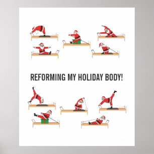 Pilates Santa Reformer Christmas Poster