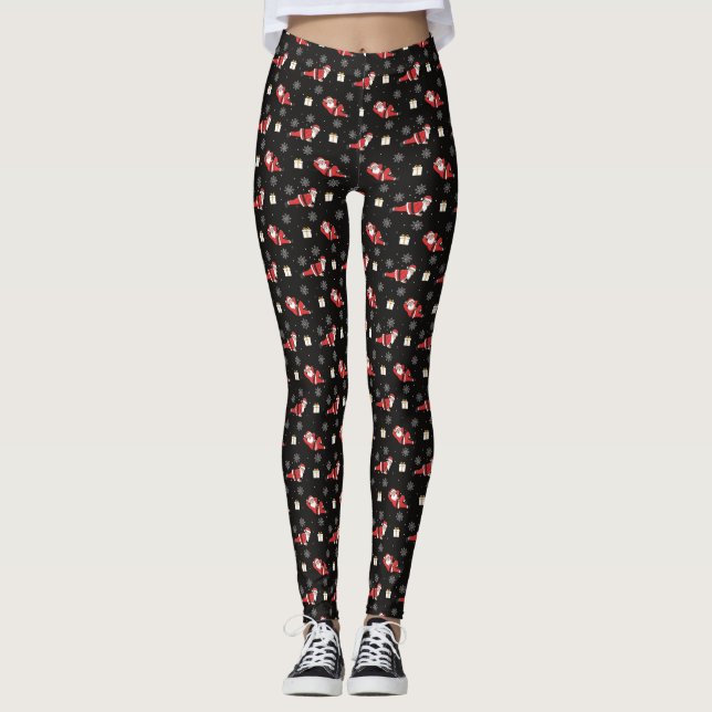 Pilates Santa Seamless Christmas Patterns Leggings (Front)