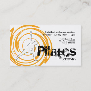 Pilates Studio Business Card White Orange