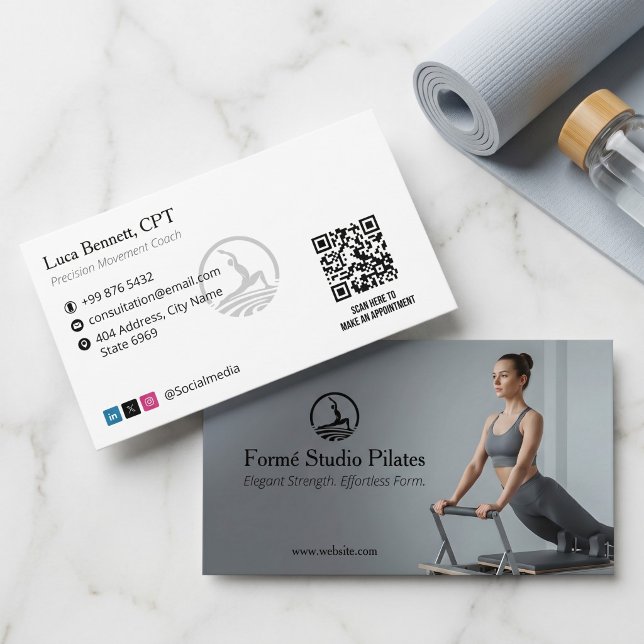Pilates Studio Business | Modern Grey Barcode Card (Creator Uploaded)