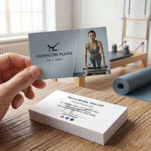 Pilates Studio Business   Modern Grey Barcode Card