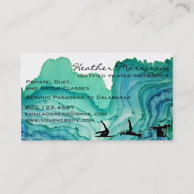 Pilates Watercolor Business Card (Back)