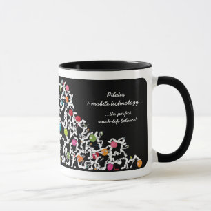 Pilates with mobile technology mug, black mug