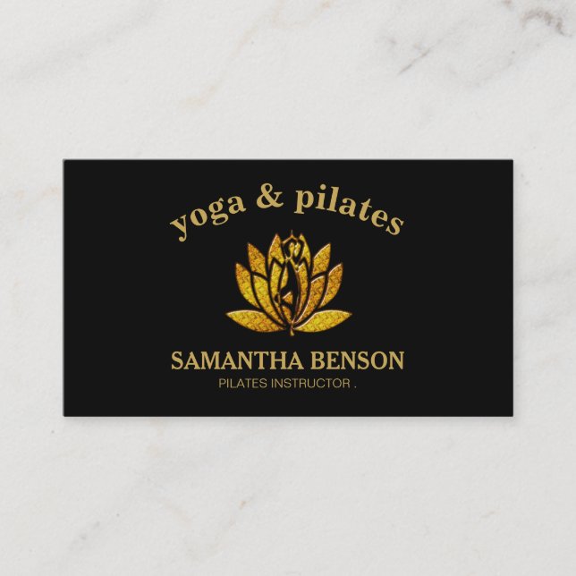 Pilates Yoga Instructor Teacher Lotus Business Card (Front)