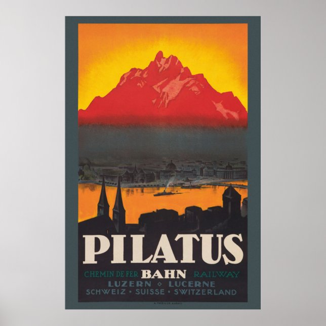 Pilatus Bahn Switzerland Vintage Poster 1910 (Front)