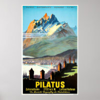 Pilatus, mountains, Switzerland, vintage travel