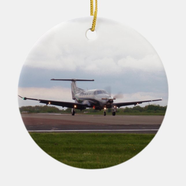 Pilatus PC 12 Ceramic Tree Decoration (Front)