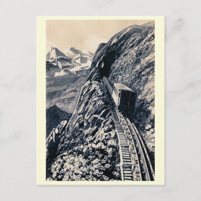 Pilatus steepest mountain rack railway postcard (Front)