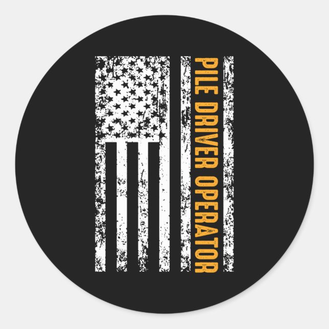 Pile Driver Operator Usa Flag Classic Round Sticker (Front)