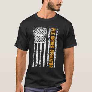 Pile Driver Operator Usa Flag T-Shirt