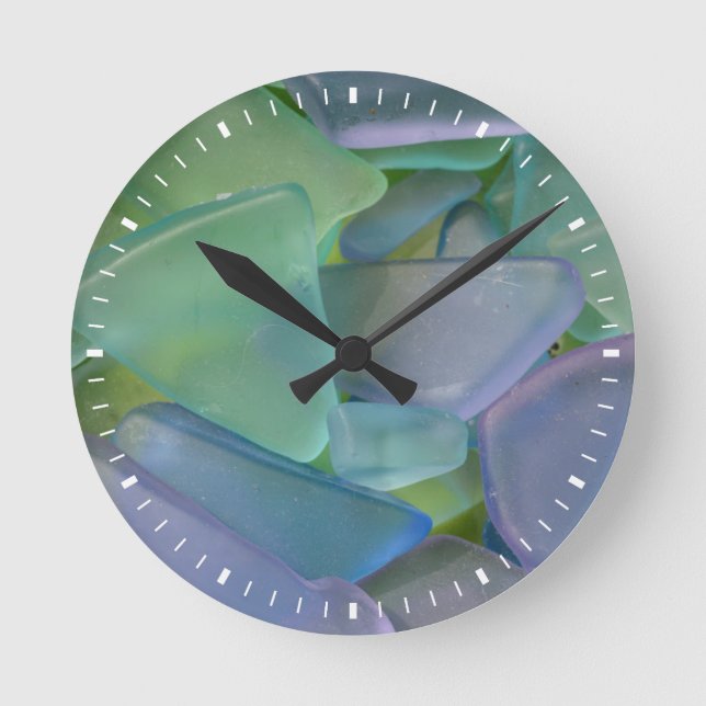 Pile of blue beach glass, Alaska Round Clock (Front)