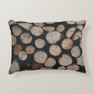 Pile of brown fire woods decorative cushion