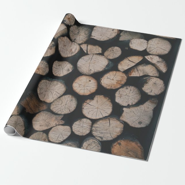 Pile of brown fire woods wrapping paper (Unrolled)