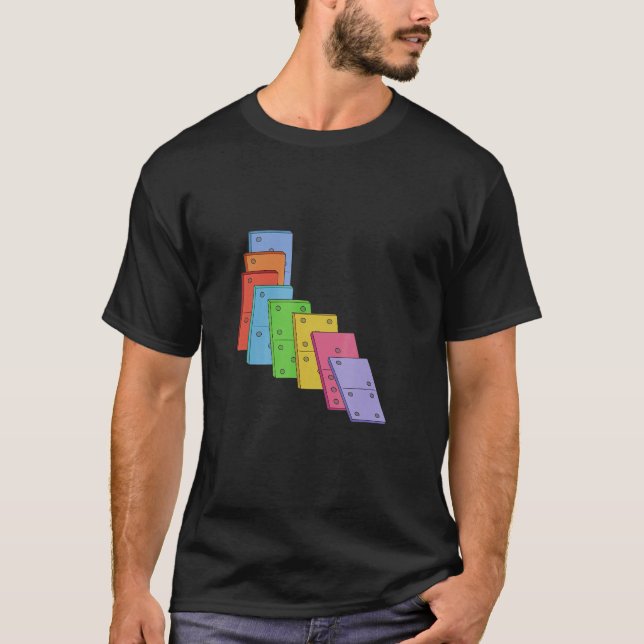 Pile Of Dominoes Domino Set Tile Game Dominos Game T-Shirt (Front)