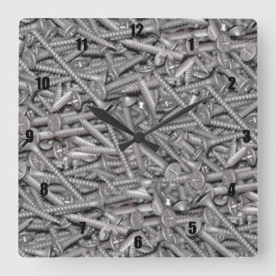 Pile of Drywall Screws Square Wall Clock