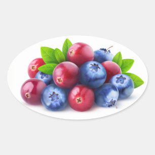 Pile of fresh berries oval sticker