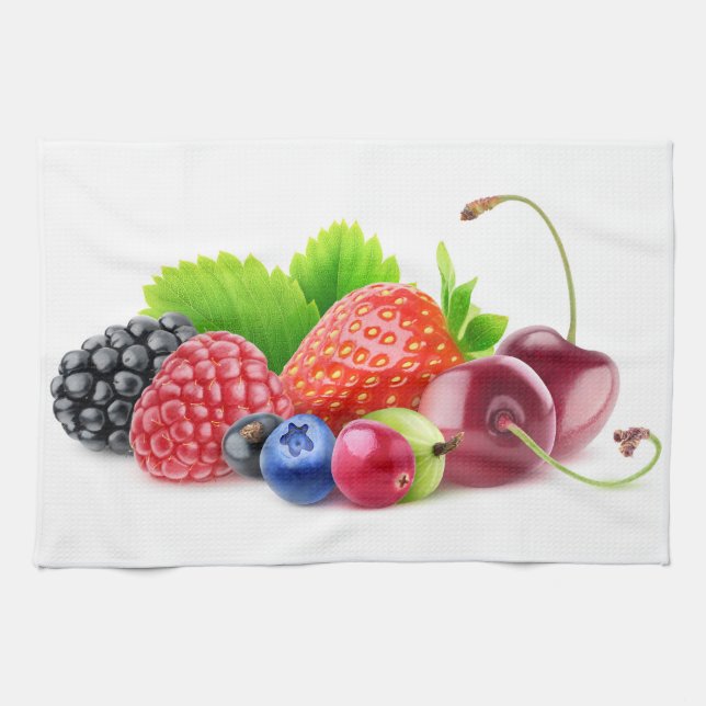 Pile of fresh berries tea towel (Horizontal)