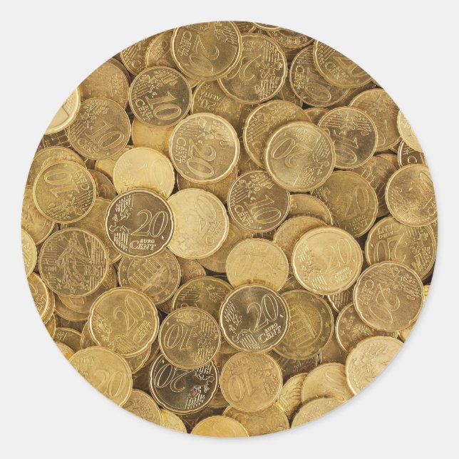 Pile Of Gold Round Coins Classic Round Sticker (Front)