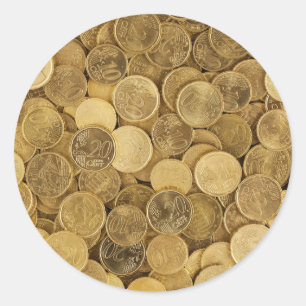 Pile Of Gold Round Coins Classic Round Sticker