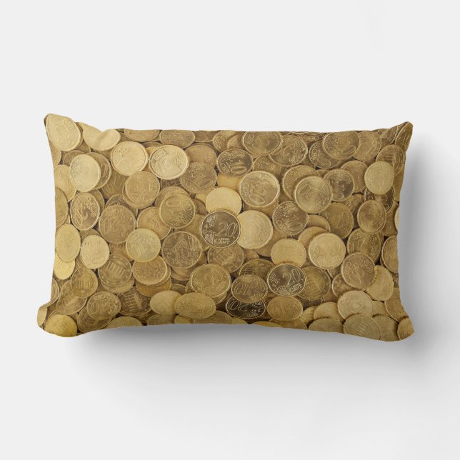 Pile Of Gold Round Coins Lumbar Cushion (Front)
