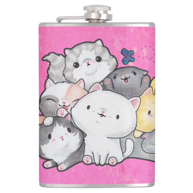 Pile of Kittens Hip Flask (Front)
