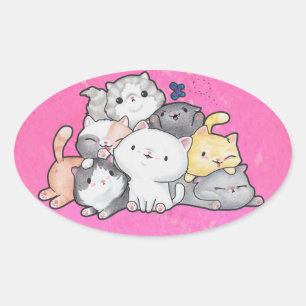 Pile of Kittens Oval Sticker