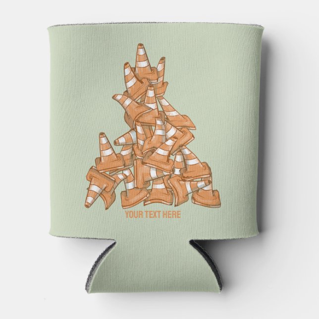 Pile of orange road cones can cooler (Front)