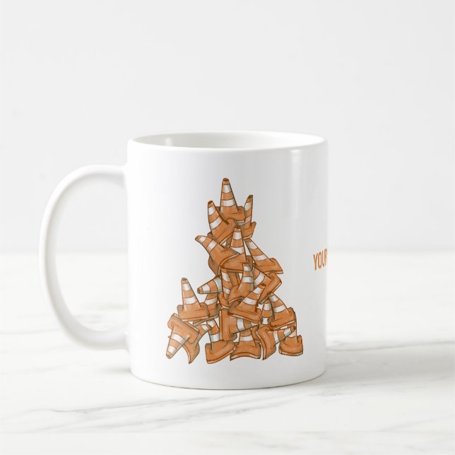 Pile of orange road cones coffee mug (Left)