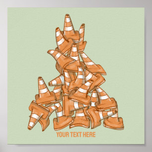 Pile of orange road cones poster