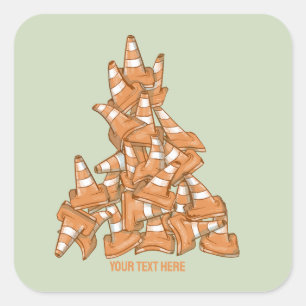Pile of orange road cones square sticker